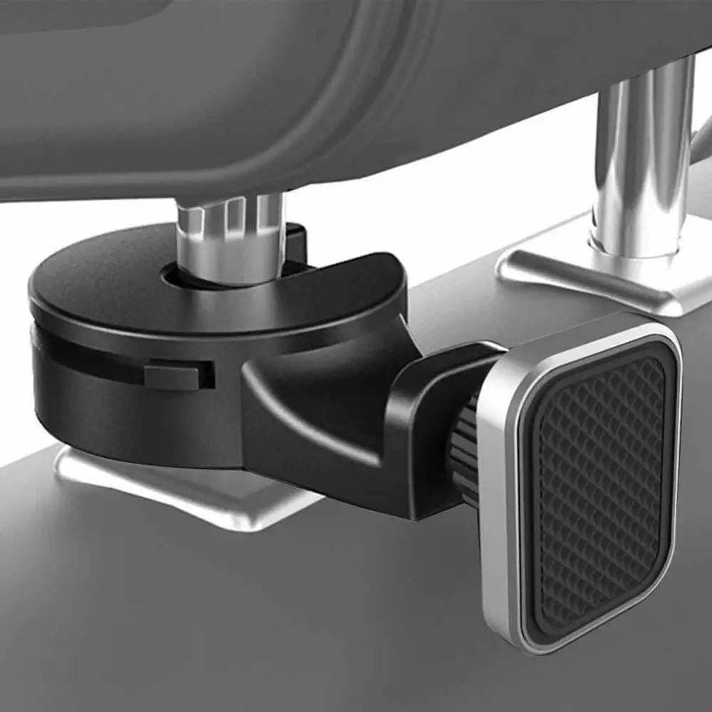 Car Headrest Hook with Magnetic Phone Holder - 360 Degree Rotating Car Rear Seat Phone Bracket and Purse Bag Hooks - Delicate Leather