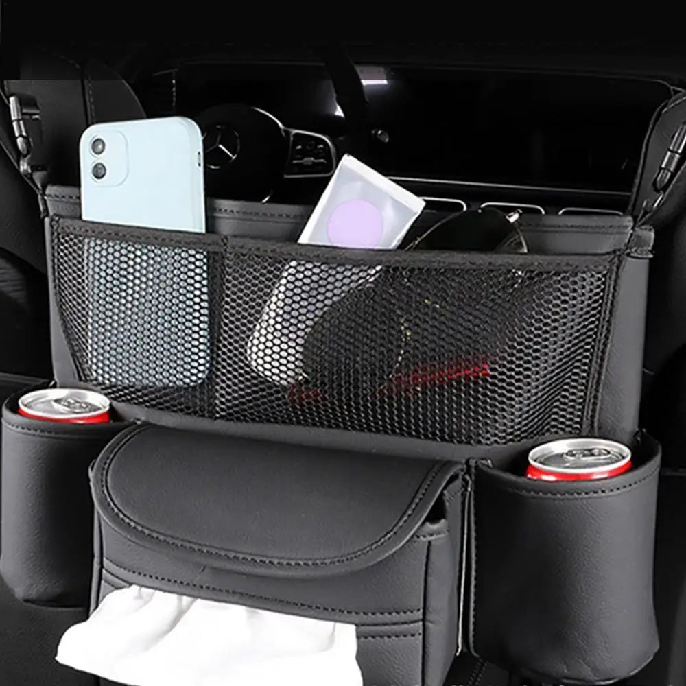 Car Net Pocket Purse Holder - Multifunctional PU Leather Handbag Holder - Delicate Leather