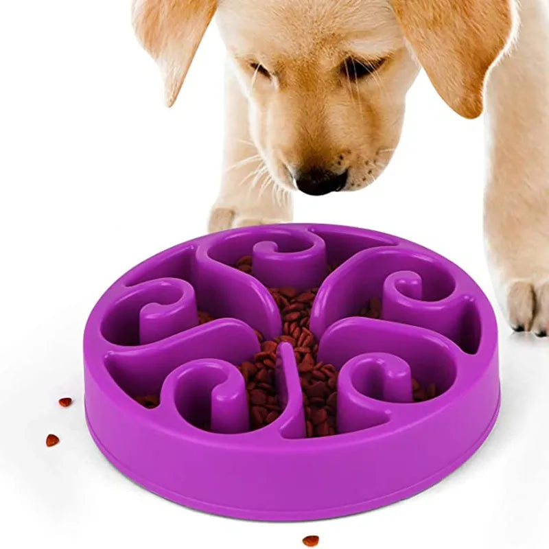 Pet Dog Slow Feeder Bowl Fun Non Slip Anti-Gulping Slower Food Feeding Dishes Eco Dog Bowl for Large Medium Small Dogs Puppy - Delicate Leather