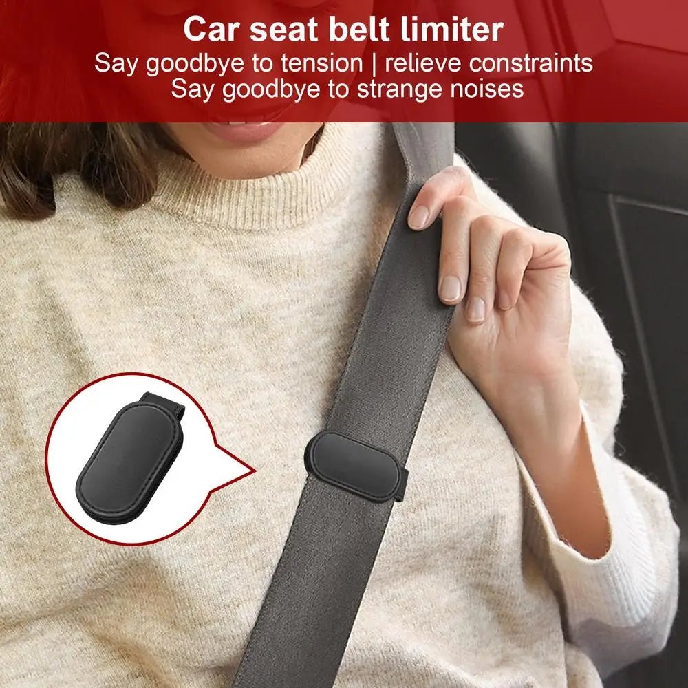 Car Seat Belt Positioner - Adjustable Seatbelt Clips for Shoulder Neck Strap - 2 Pack - Delicate Leather