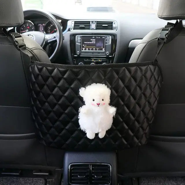 Car Storage Hanging Bag with Net Pockets - Perfect for Girls - Delicate Leather