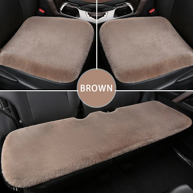 Plush Wool Fur Car Seat Covers -Winter Protection and Comfort for Your Vehicle's Interior - Delicate Leather