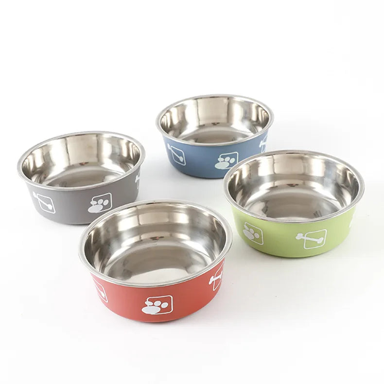 Non-slip Dog Bowls for Small Medium Large Dog Feeder Bowls Drinkers Stainless Steel High Capacity Pet Food Container Supplies - Delicate Leather
