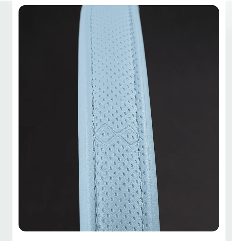 Motopets Car Anti-Slip Leather Steering Wheel Cover - Universal Protective Cover Fashion Style for 38cm Type D Steering Wheels - Delicate Leather