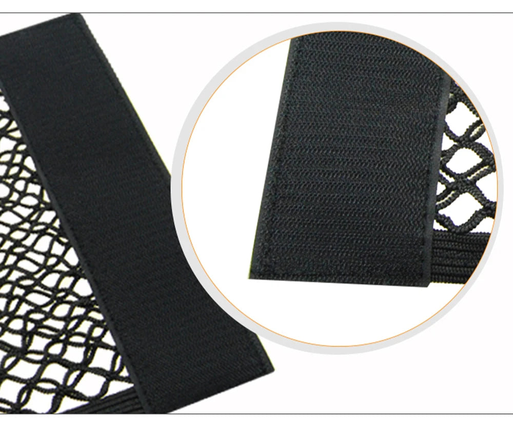 Car Back Rear Elastic Net Mesh Pocket Trunk Paste Fixed Storage Bag - Delicate Leather