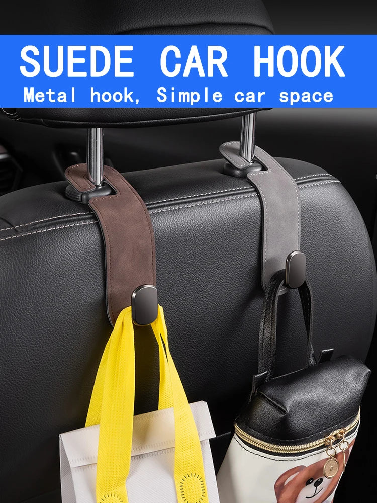 Car Seat Back Hidden Hooks - Flip Fur Design for Invisible Small Object Storage Inside Car Rear Bag - Elk Skin Hooks