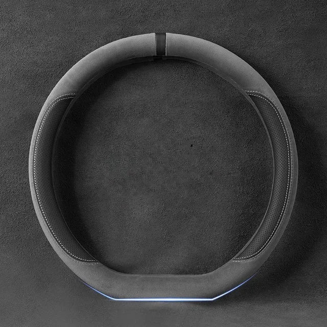 Velvet Steering Wheel Cover with Silicone Anti-Slip - Delicate Leather