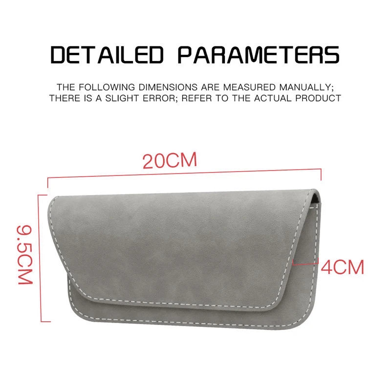Premium Car Glasses Holder Case - Sunglasses and Eyeglasses Organizer for Car Sun Visor - Glasses Storage Solution - Delicate Leather