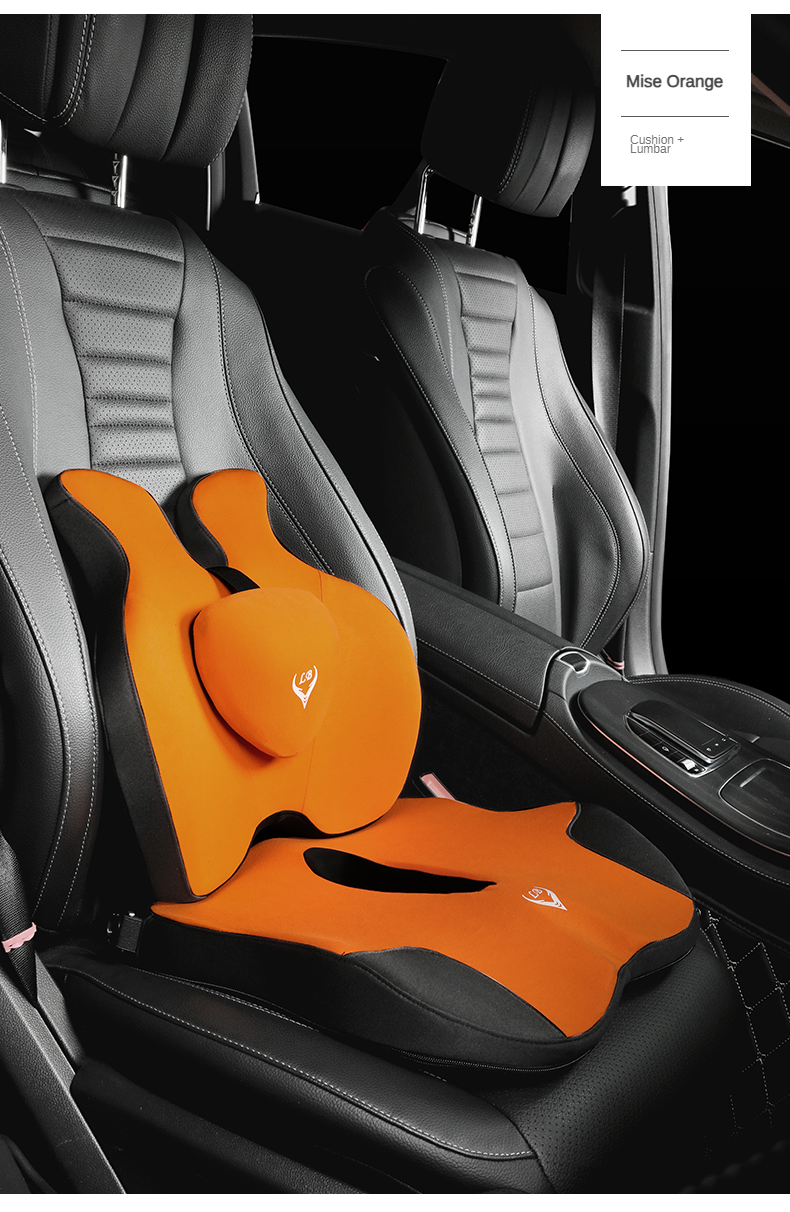 Orthopedic Memory Foam Seat & Back Cushion Set – Coccyx and Waist Support for Office Chair & Car - Delicate Leather