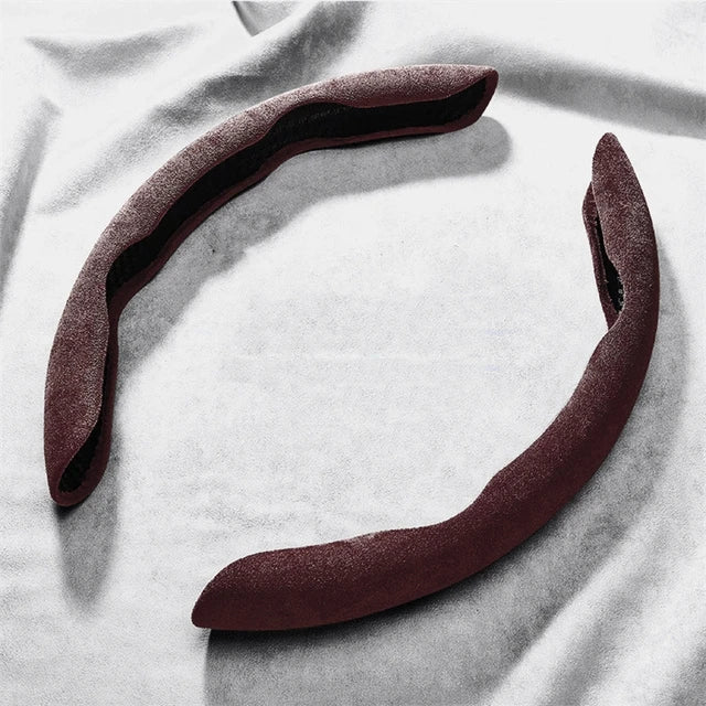 Suede Universal 38CM Car Steering Wheel Booster Cover - Non-Slip Auto Interior Steer Protector Decoration Accessories