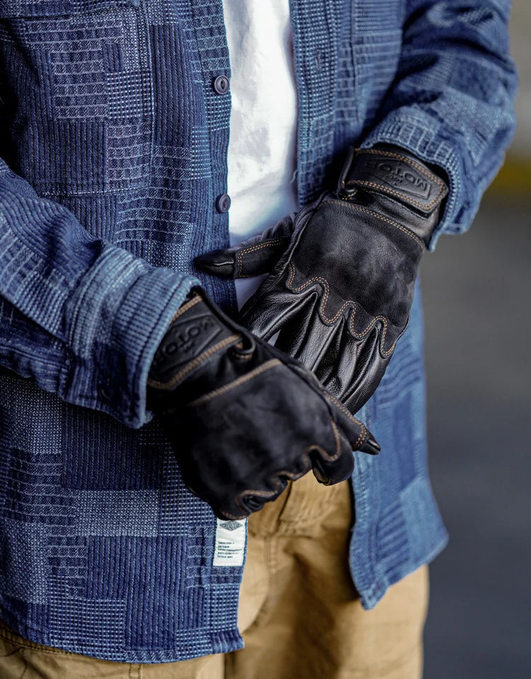 Men's Locomotive Retro Motorcycle Riding Gloves - Cowhide Leather, Anti-Slip, Touchscreen, Windproof, Vintage - Delicate Leather