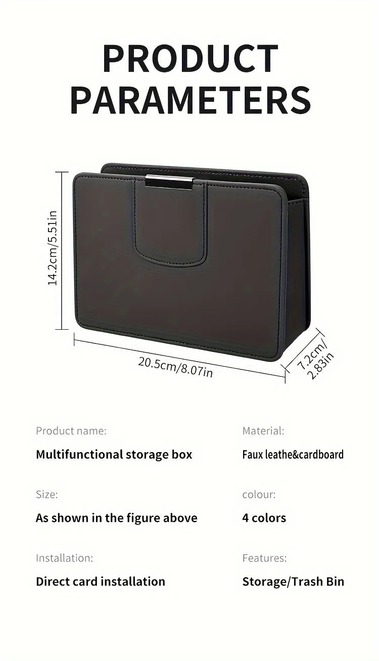 Car Backseat Storage Box Car Organizer Protector with Magnetic Closure for Travel, Trucks, SUVs, and RVs - Delicate Leather