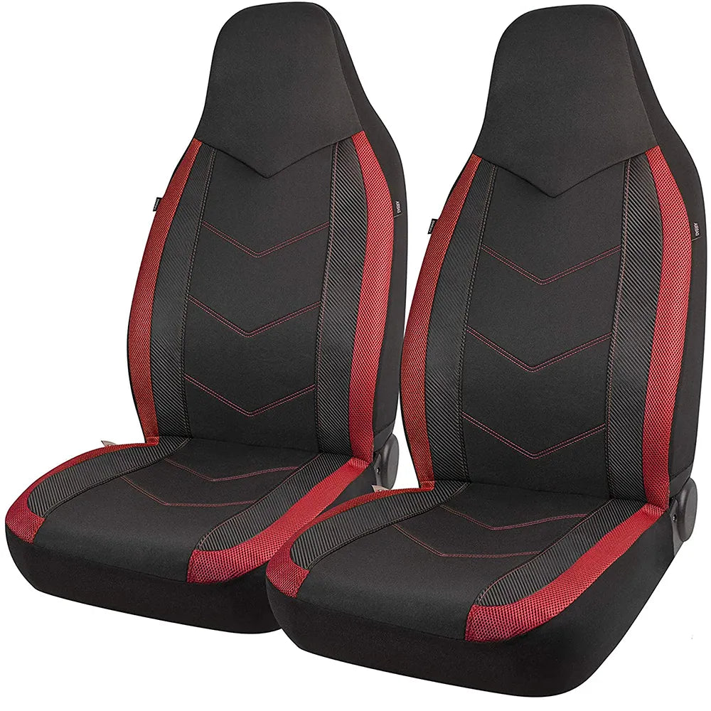 Sporty High Back Air Mesh Car Seat Covers - Airbag Compatible, Suitable for Most Cars, SUVs, Trucks, and Vans - Delicate Leather