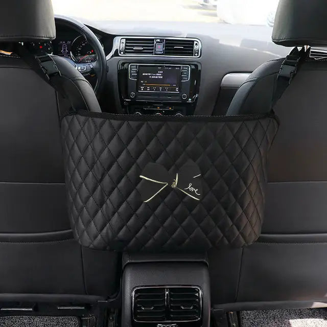 Car Storage Hanging Bag with Net Pockets - Perfect for Girls - Delicate Leather