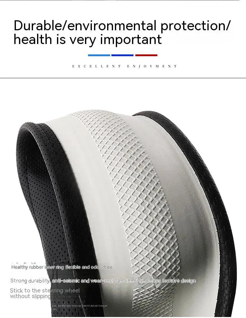 New Four Seasons Sweat-Absorbent Non-Slip Steering Wheel Cover (38cm)