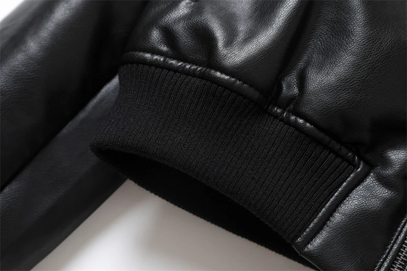 Women's 2024 New Vintage Imitation Leather Bomber Jacket Coat - Women's Style
