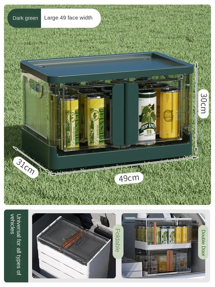 Outup Store Outdoor Camping Storage Box Folding Box Car Trunk Table Double Door Picnic Storage Kamp Car Camping Campismo Picnic - Delicate Leather