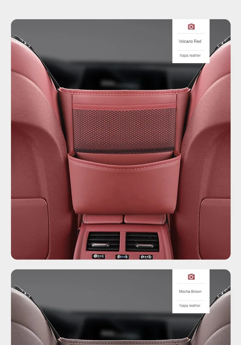Car Handbag Holder Between Seats - Multifunctional Leather Auto Seat Middle Storage Bag
