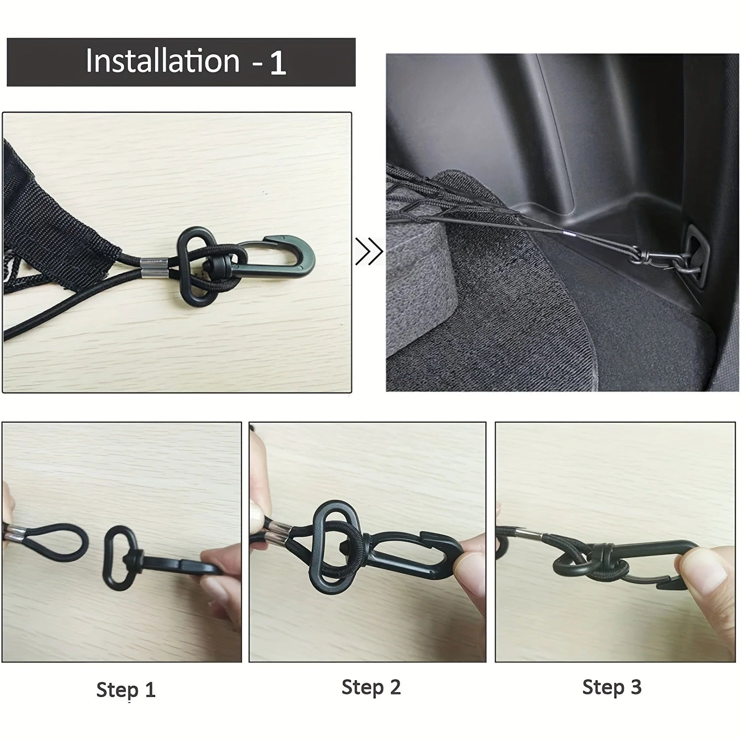 Rear Cargo Nets for SUV - Adjustable Car Trunk Cargo Storage Organizer Mesh Net - Delicate Leather
