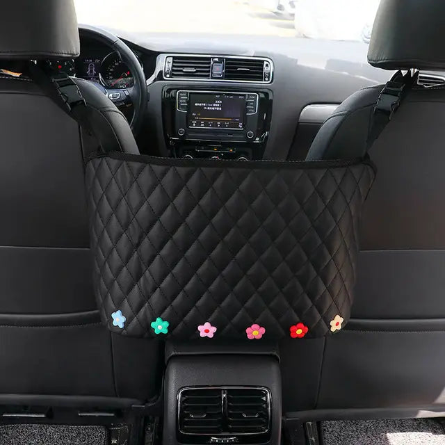 Car Storage Hanging Bag with Net Pockets - Perfect for Girls - Delicate Leather