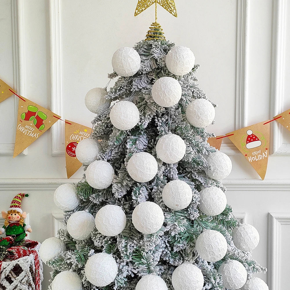 3/6pcs New Christmas Foam Balls Pink Red White Balls Ornament Xmas Tree Hanging Pendnat Navidad New Year Gift 2024 Party Gifts