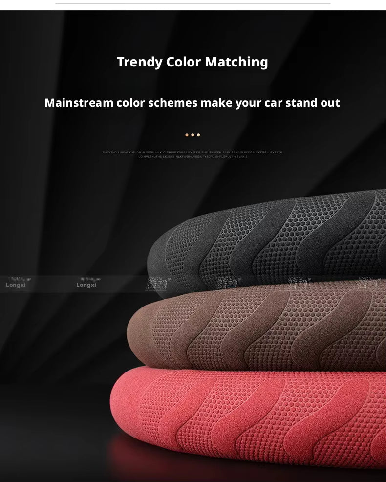 Nappa Leather Steering Wheel Cover – Universal Round & D-Shape Anti-Slip All-Season Grip - Delicate Leather