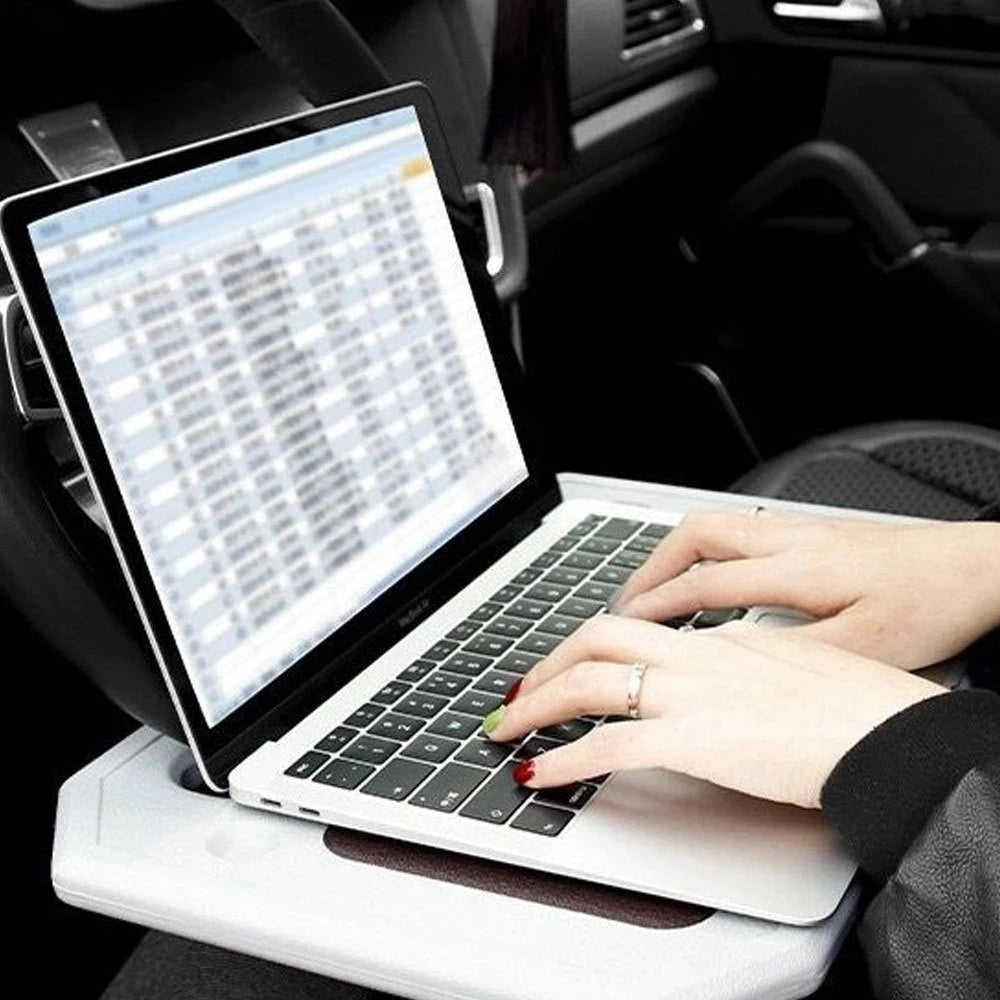 Universal Car Table Steering Wheel Tray - Eat, Work, Drink, Coffee, Laptop Desk Stand, Custom fit for Car - Delicate Leather