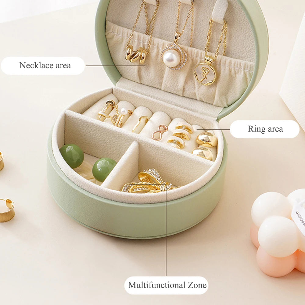 Mini Jewelry Organizer Display Travel Jewelry Case - Portable Handbag Jewelry Box Leather Storage - Delicate Leather