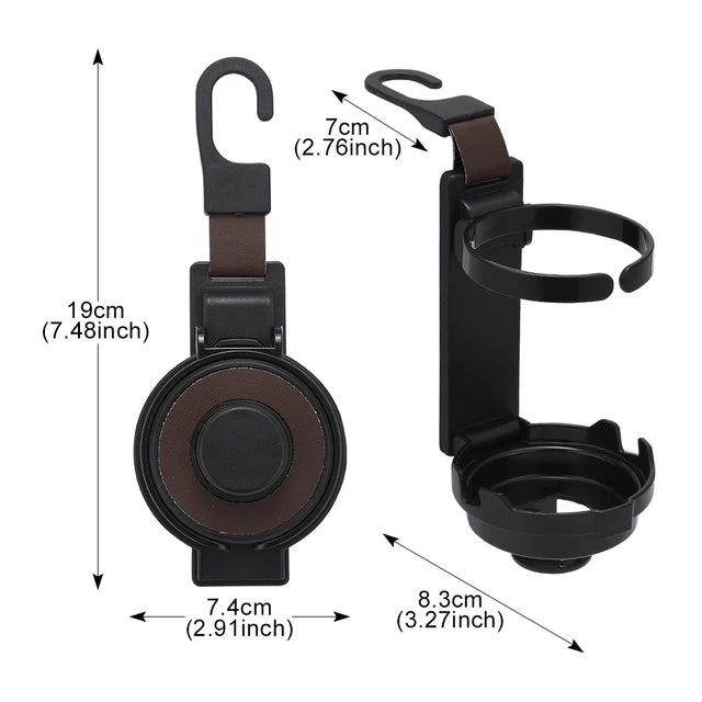 Multifunctional Car Hook Storage Tray - Seat Back Cup Holder and Phone Holder - Delicate Leather