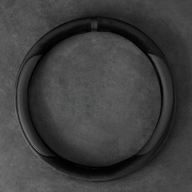 Velvet Steering Wheel Cover with Silicone Anti-Slip - Delicate Leather
