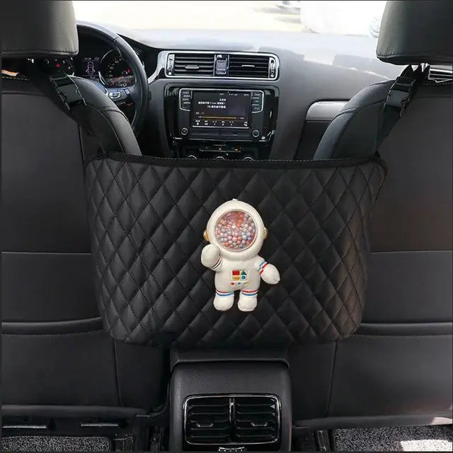 Car Storage Hanging Bag with Net Pockets - Perfect for Girls - Delicate Leather