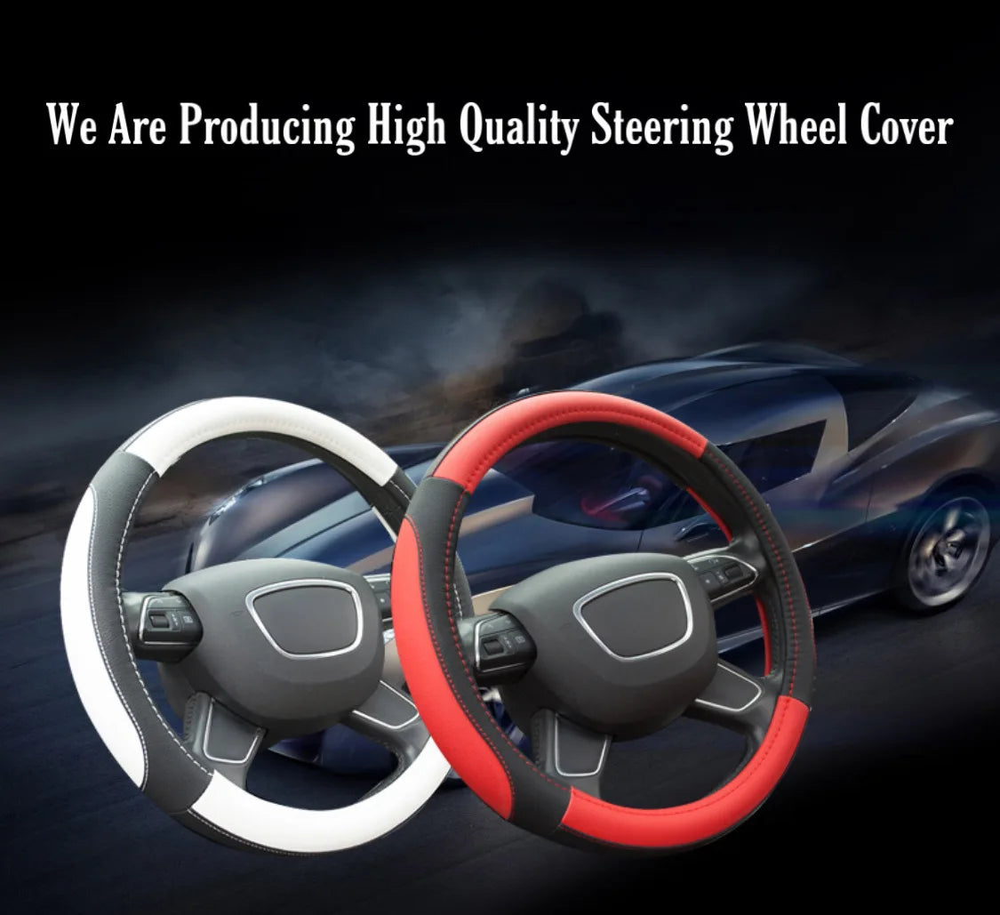 Moto Car Anti-Slip Leather Steering Wheel Cover - Universal Car Steering Wheel Protective Cover - Fashion Style - 38cm - Delicate Leather