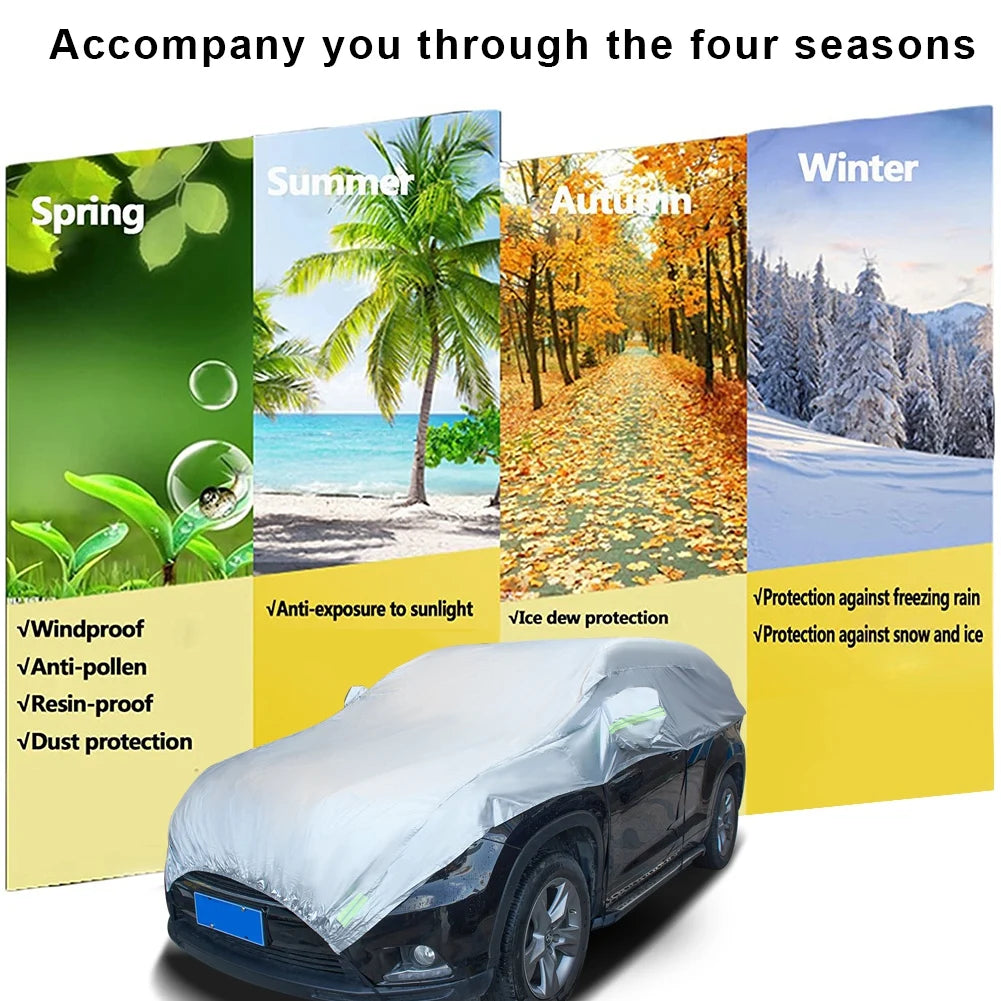 Half Car Cover SUV Car Body Covers - 5.45M x 2.45M Outdoor Indoor Dust-proof UV Resistant Automobile Accessories for Car Care