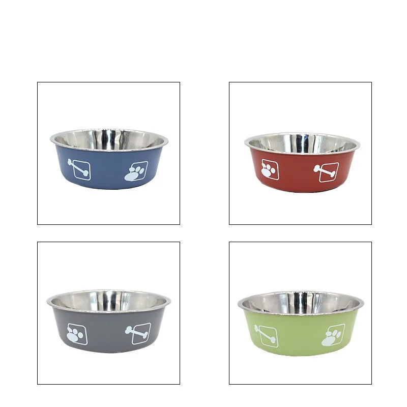 Non-slip Dog Bowls for Small Medium Large Dog Feeder Bowls Drinkers Stainless Steel High Capacity Pet Food Container Supplies - Delicate Leather