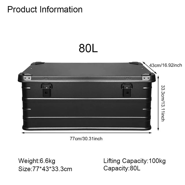 Black Aluminum Alloy Storage Box for Camping, Household, and Car Trunk - Delicate Leather
