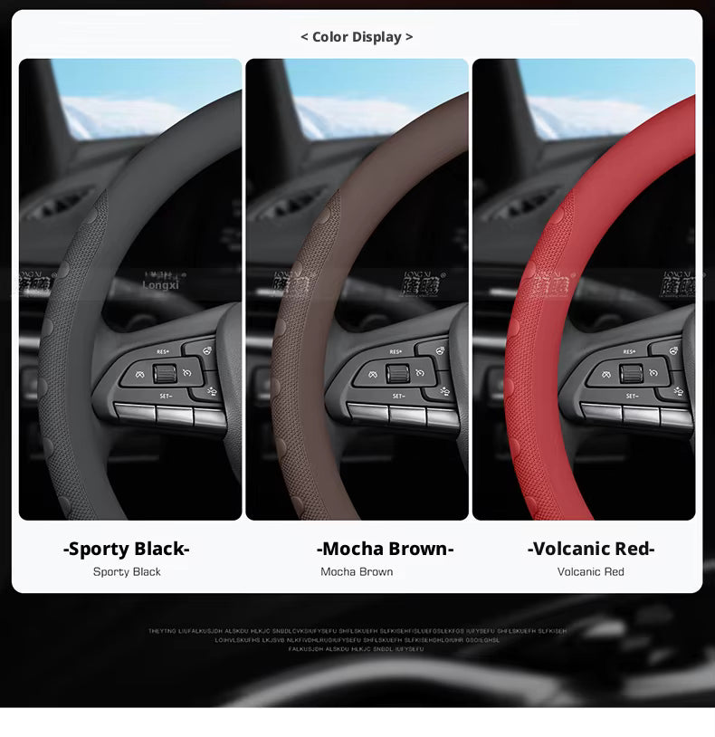 Nappa Leather Steering Wheel Cover – Universal Round & D-Shape Anti-Slip All-Season Grip - Delicate Leather