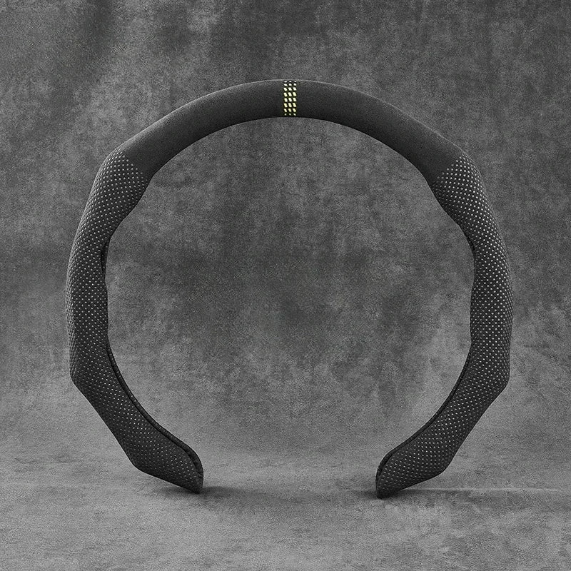 Car Texture Turned Fur Steering Wheel Cover - Delicate Leather