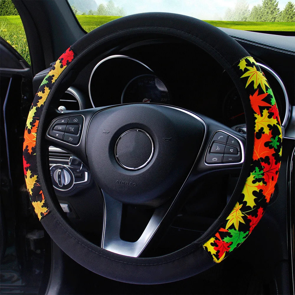 No Inner Ring Fashion Match Color New Elastic Steering Wheel Cover - Delicate Leather