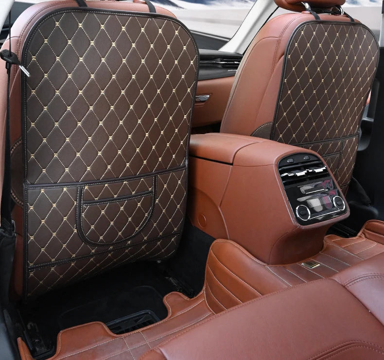 Car Seat Back Anti-Kick Protector Pad - Waterproof PU Leather Cover for Interior Protection and Cleanliness - Delicate Leather