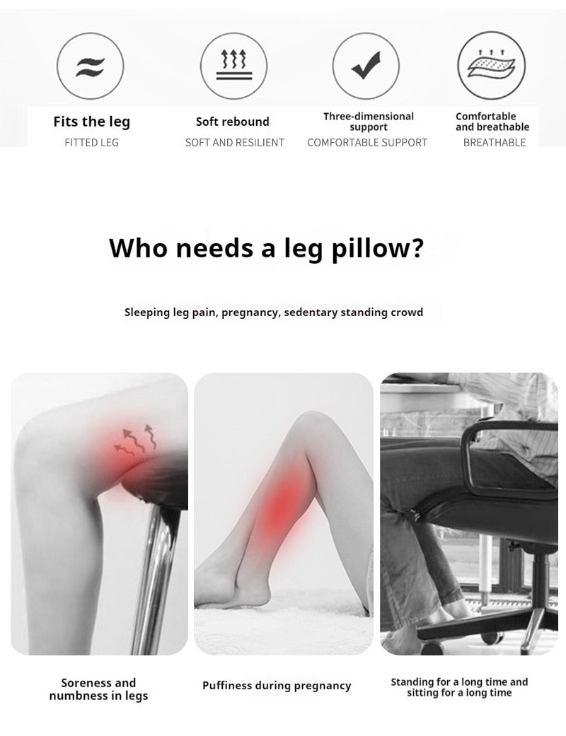 Cooling Memory Foam Contoured Leg Pillow – Relief for Sciatica, Back, and Knee Pain, Enhancing Spine Alignment - Delicate Leather