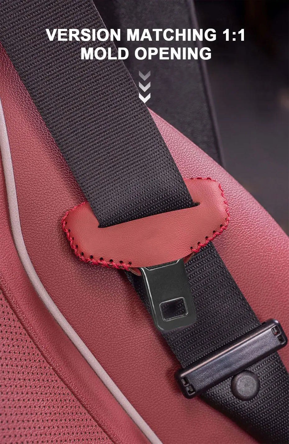 Leather Car Seat Belt Clip Extender Safety Seatbelt Lock Buckle Plug Cover - 2 Pack