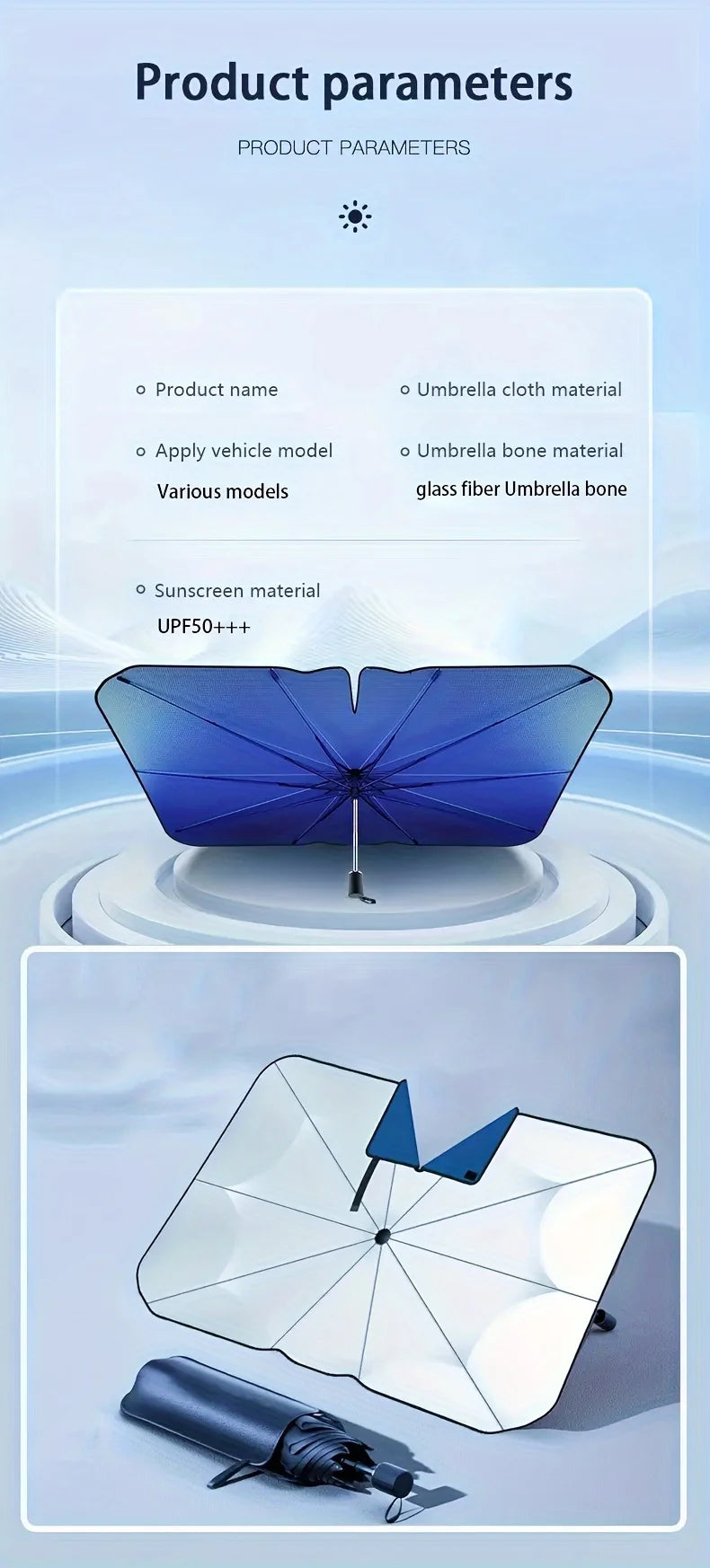 2024 New Car Sun Umbrella: Retractable Windshield Visor for UV Insulation and Sun Protection