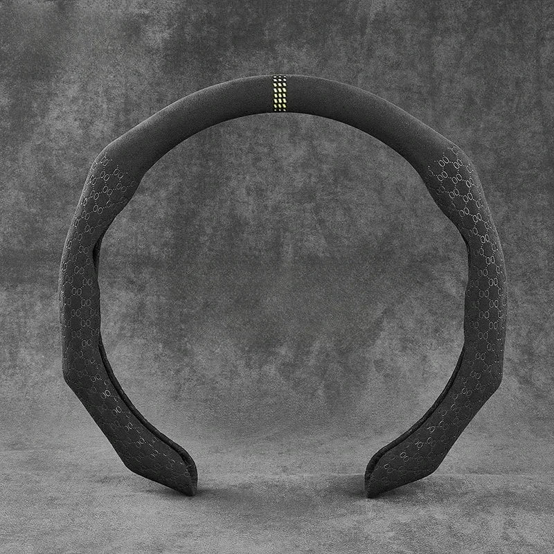 Car Texture Turned Fur Steering Wheel Cover - Delicate Leather