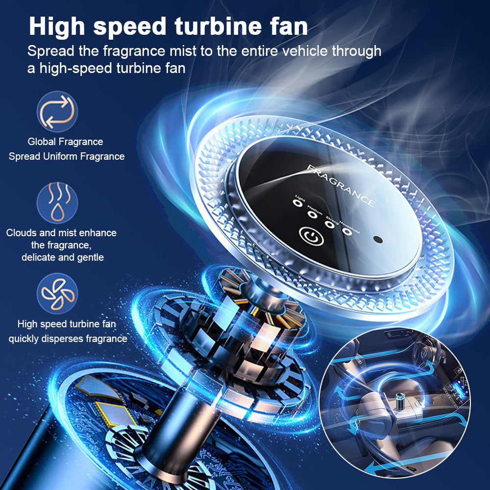 Caer Smart Car Air Freshener – Rechargeable Cloud Mist Diffuser with 3-Level Control - Delicate Leather