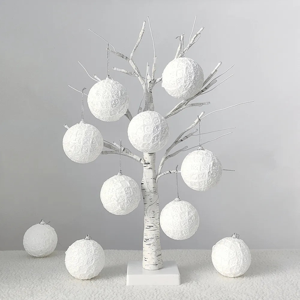 3/6pcs New Christmas Foam Balls Pink Red White Balls Ornament Xmas Tree Hanging Pendnat Navidad New Year Gift 2024 Party Gifts