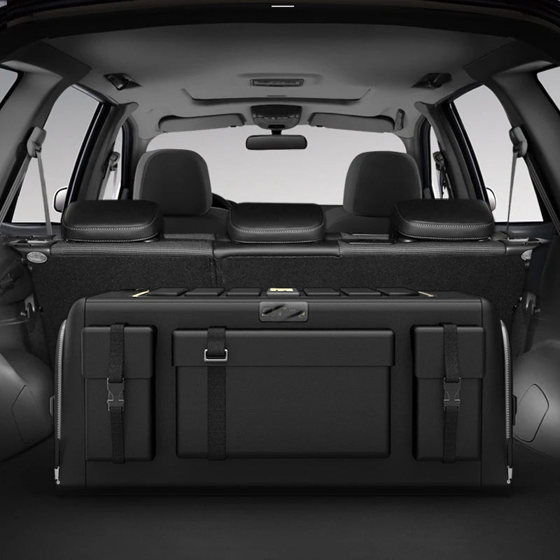 Car Trunk Organizer Storage Box - Multifunctional Oxford Cloth Car Storage Bag for Auto SUV - Delicate Leather