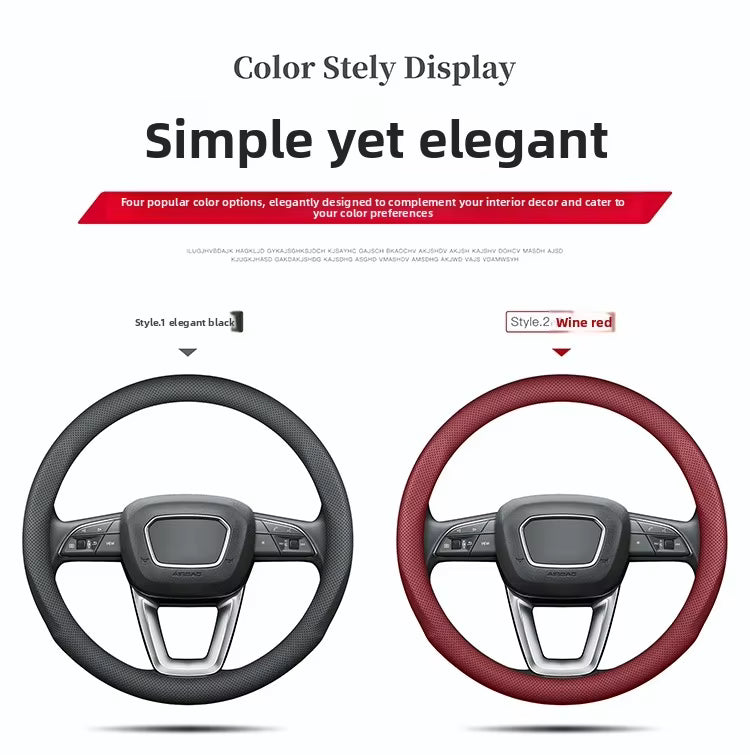 Ultra-Thin Nappa Leather Steering Wheel Cover – Universal Anti-Slip All-Season Grip - Delicate Leather