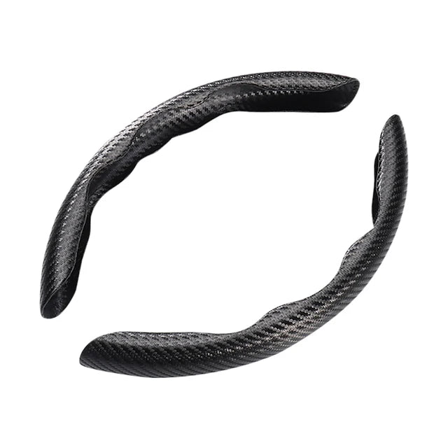 1Pair Carbon Fiber Leather Car Steering Cover - Universal Non-Slip Booster Cover