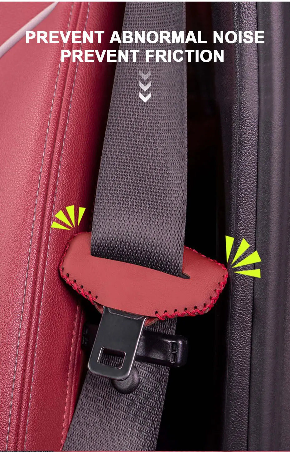 Leather Car Seat Belt Clip Extender Safety Seatbelt Lock Buckle Plug Cover - 2 Pack