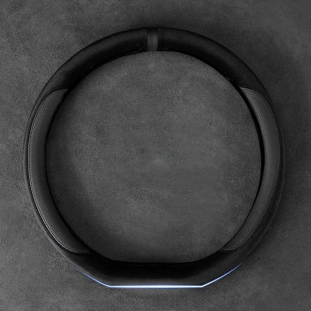 Velvet Steering Wheel Cover with Silicone Anti-Slip - Delicate Leather